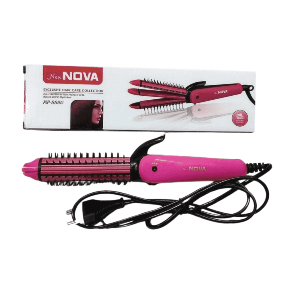 NOVA 8890 PROFESSIONAL CERAMIC HAIR STRAIGHTENER 3 IN 1.