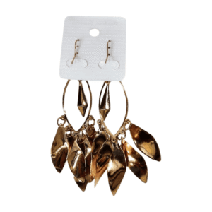 Gold-Plated Chandelier Drop Earrings, Spiral Leaf Design, 7.5 cm Length, Metal E03