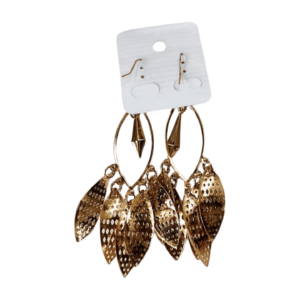 Gold-Plated Chandelier Drop Earrings, 7.5 cm Length, Cascading Spiral Disc Design with Oval Hoop, Fish Hook Closure E04