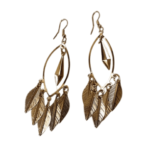 Gold-Plated Chandelier Drop Earrings, 7.5 cm Length, Cascading Spiral Disc Design with Fish Hook Closure e05
