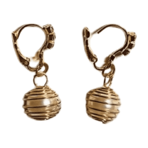 Spiral Ball Drop Leverback Earrings, Gold-Toned, Crystal Accents round earing 01