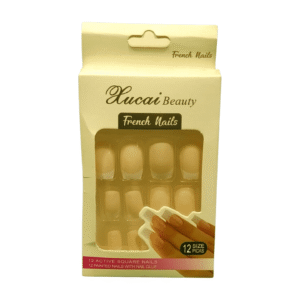 XUCAI BEAUTY French Nails, 12 Painted Nails with Glue, 523