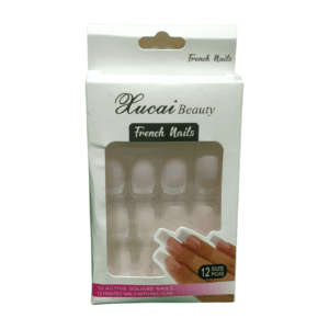XUCAI BEAUTY French Nails, 12 Painted Nails with Glue, 523