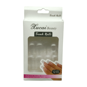 XUCAI BEAUTY French Nails, 12 Painted Nails with Glue, 523