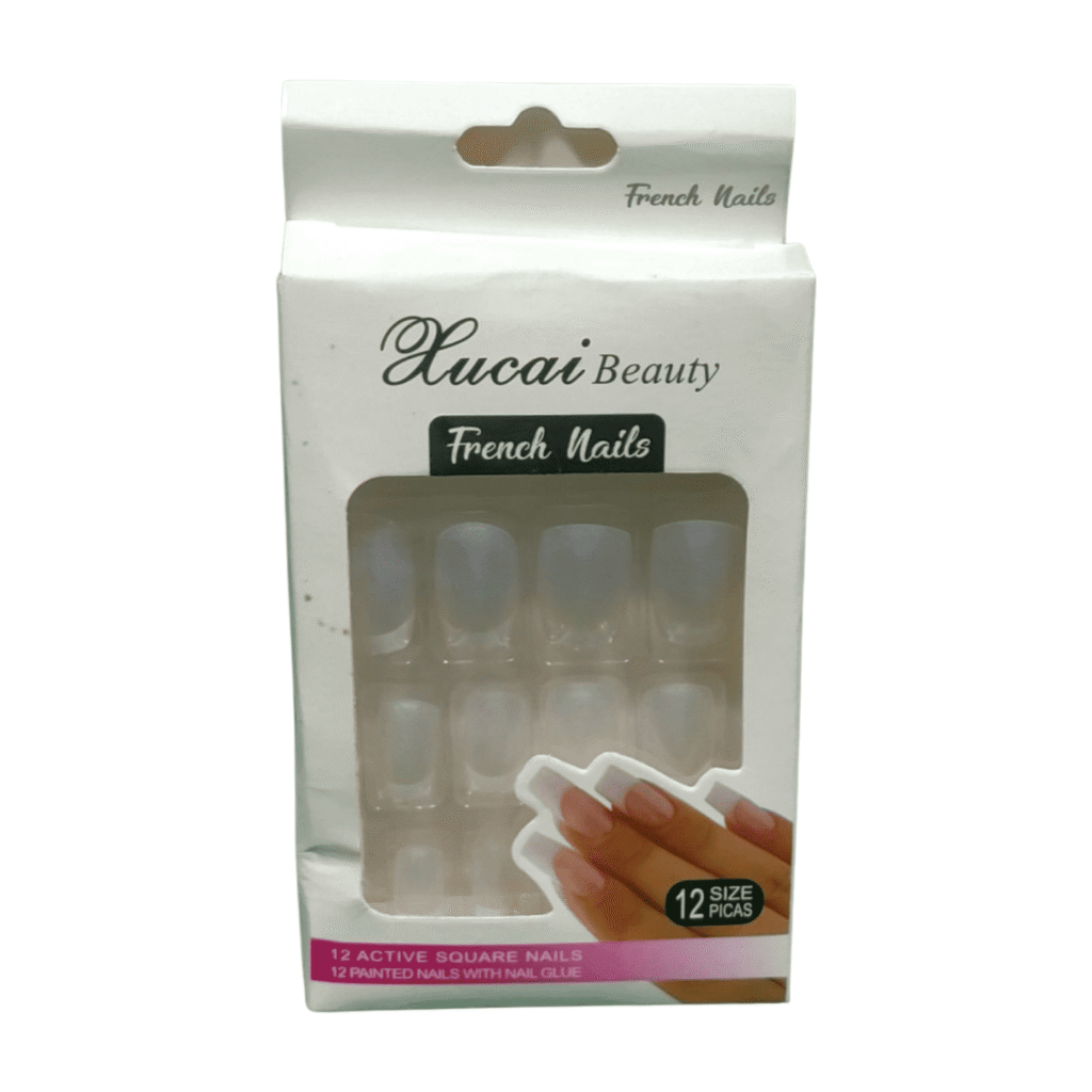 XUCAI BEAUTY French Nails, 12 Painted Nails with Glue, 523