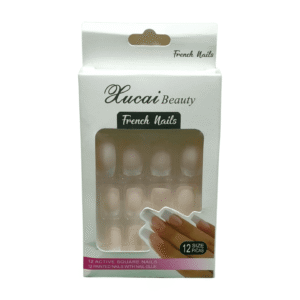 XUCAI BEAUTY French Nails, 12 Painted Nails with Glue, 523