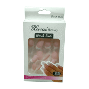 XUCAI BEAUTY French Nails, 12 Painted Nails with Glue, 523