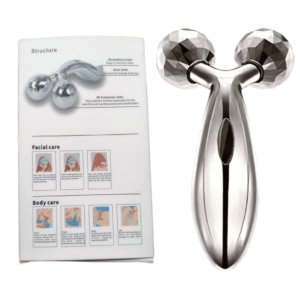 MAXTOP 3D Face and Body Massage Roller, Silver Chrome Finish, Multi-Purpose Beauty Tool for Face, Neck, Arms and Body