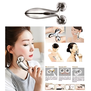 MAXTOP 3D Face and Body Massage Roller, Silver Chrome Finish, Multi-Purpose Beauty Tool for Face, Neck, Arms and Body