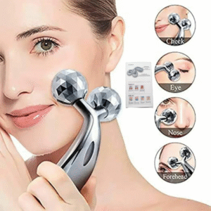 MAXTOP 3D Face and Body Massage Roller, Silver Chrome Finish, Multi-Purpose Beauty Tool for Face, Neck, Arms and Body