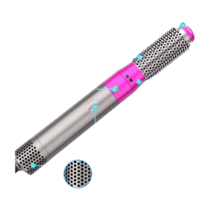 5-in-1 Hot Air Brush and Styler, Multi-Function Hair Dryer with Interchangeable Heads, Anti-Scalding Design, Pink and Silver