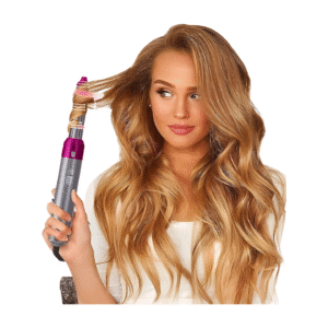 5-in-1 Hot Air Brush and Styler, Multi-Function Hair Dryer with Interchangeable Heads, Anti-Scalding Design, Pink and Silver