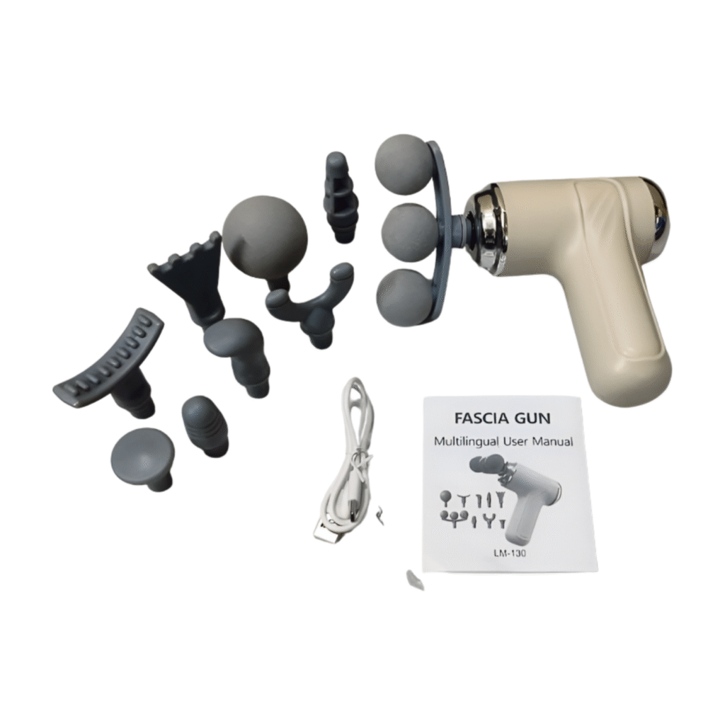 BLUEIDEA 9-in-1 Fascia Gun BLD-130 | Three-Head Percussion Massage Gun | 6-Speed Deep Tissue Body Relaxation Massager