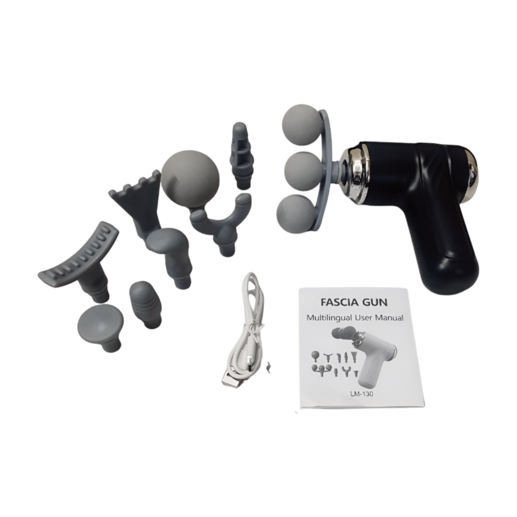 BLUEIDEA 9-in-1 Fascia Gun BLD-130 | Three-Head Percussion Massage Gun | 6-Speed Deep Tissue Body Relaxation Massager